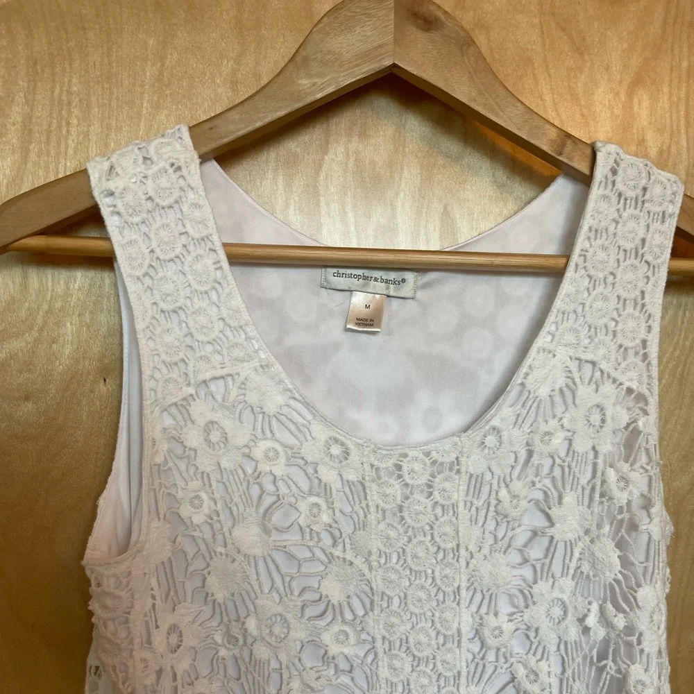 White Long Lace Tank Top - Picture 2 of 5